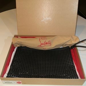 Brand New Authentic Christian Louboutin Kaloupouch Calf Empire Spikes Black Bag